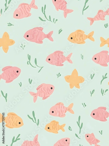 colorful fish wallpaper pattern background © Songsang
