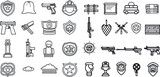 Crime and police line vector icons set