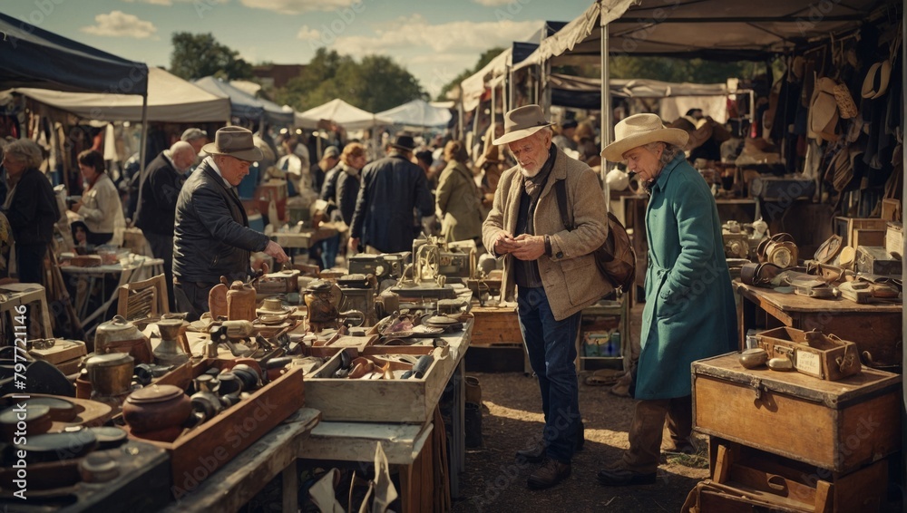 Obraz premium elderly people at a flea market