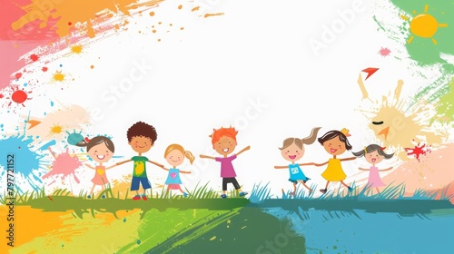 A Colorful poster of a Children s Day Background with the Text space