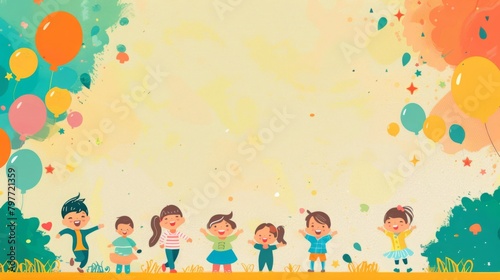 A Colorful poster of a Children's Day Background with the Text space