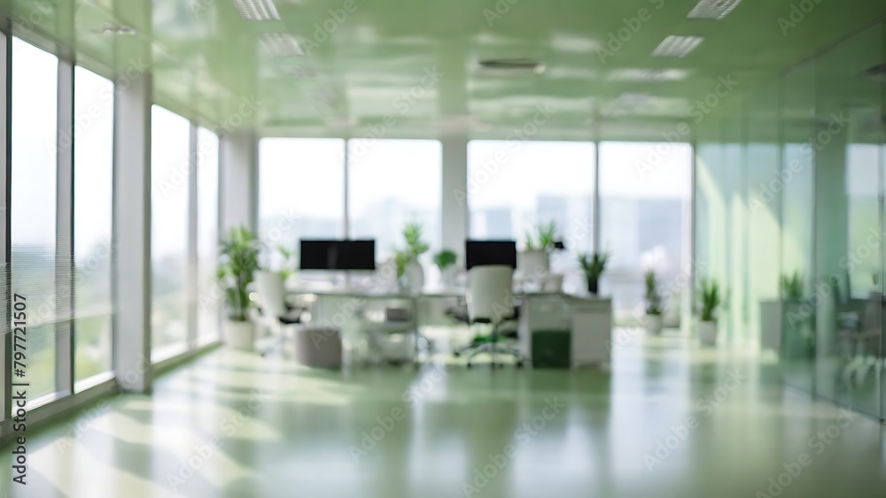 blurred background of a modern office interior with panoramic windows and beautiful lighting, Blurred office meeting room, blurred office background, Bg, blurred background, Generative AI