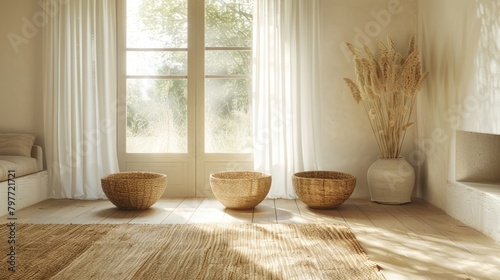 Woven Baskets Add a Touch of Natural Elegance to a Bright, Airy Room © Godam