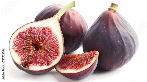 Fresh figs isolated on transparent on a white background ai generated 