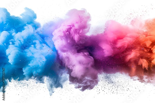 A group of colored smokes are flying in the air together on a white background with a white © Сергей Хусаинов