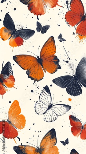 Butterfly pattern  decorative and natural  vector design  colorful and repetitive  seamless style  no detailed insect anatomy