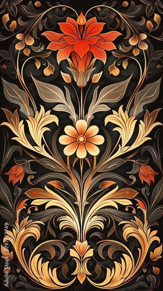 Art Nouveauinspired pattern with flowing lines and floral motifs, elegant and vintage, illustration design, muted earth tones, seamless style Art Nouveauinspired pattern with flowing lines and floral motifs, elegant and vintage, illustration design, muted earth tones, seamless style