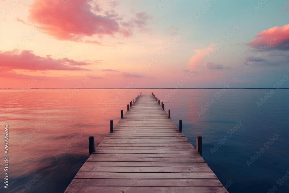 Fototapeta premium Dock background outdoors horizon sunset.