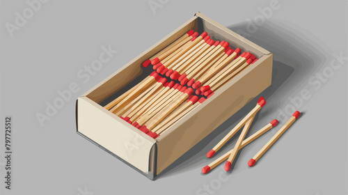Boxes with matches on grey background Vectot style Vector
