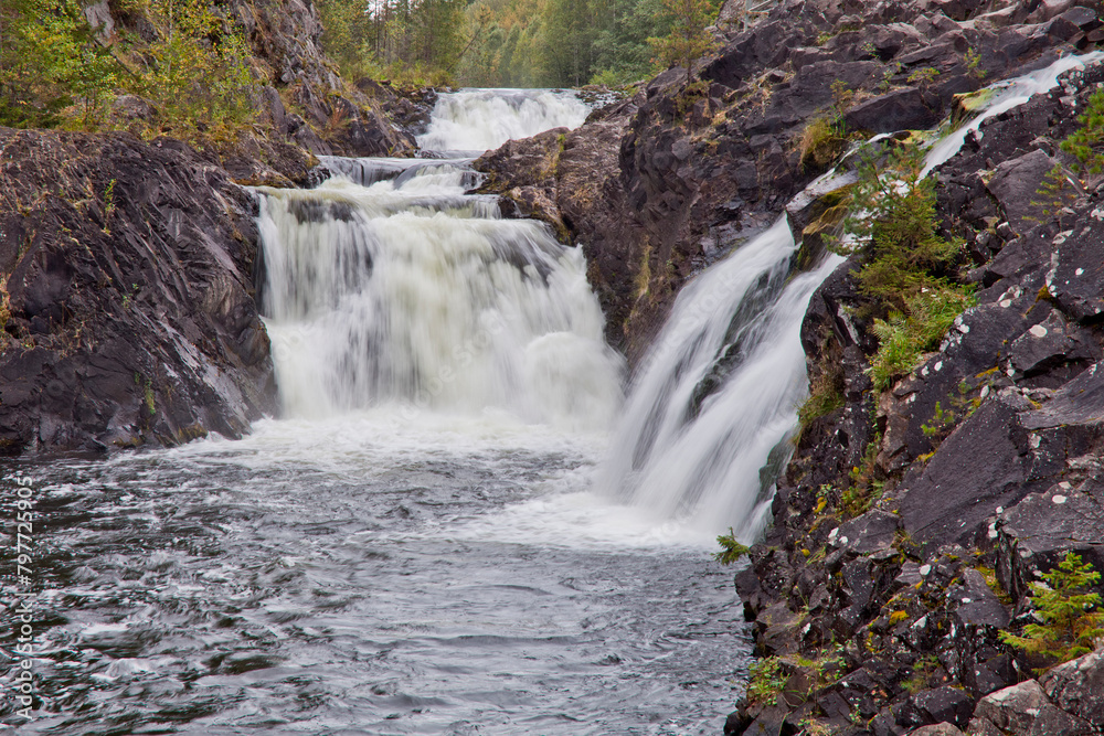 Kivach waterfall. Karelian autumn landscape, Russia. Kivach waterfall. Karelian autumn landscape, Russia.