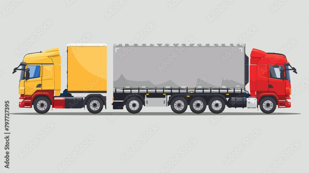 Cargo trucks set. Side view. Vector flat style illustration