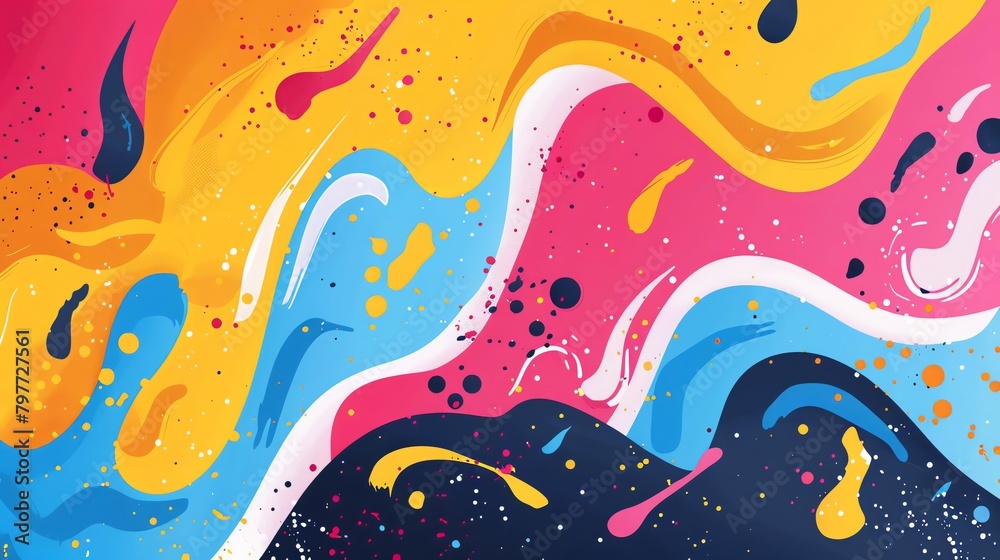 Abstract blobs and squiggles, playful and artistic, vector illustration, multicolored, smooth edges, no clear patterns