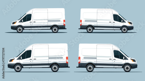 Cargo van car two angle set. Car with driver man side