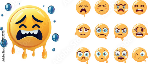 Yellow crying emoji faces