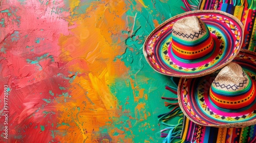 A Colorful photo of a cinco de mayo celebrating Poster Background with the Text space photo