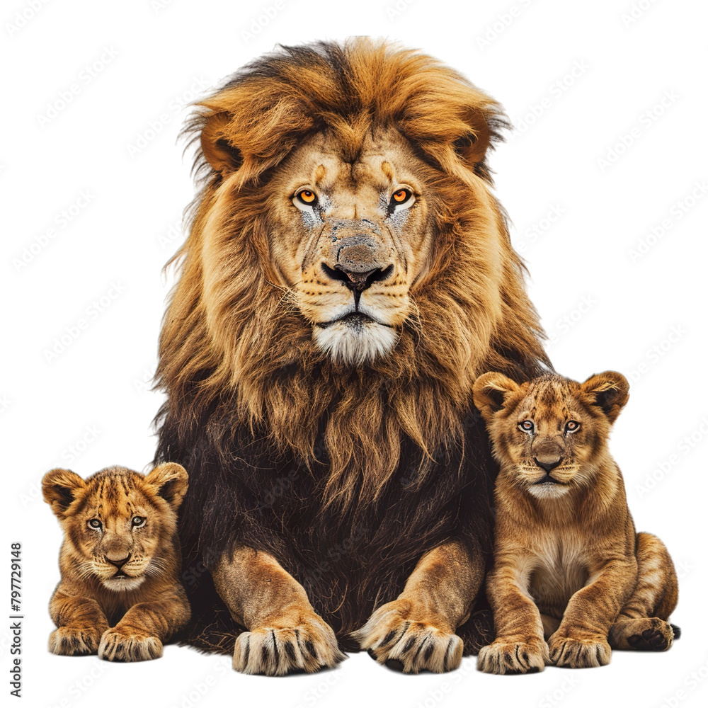 lion with his cubs 