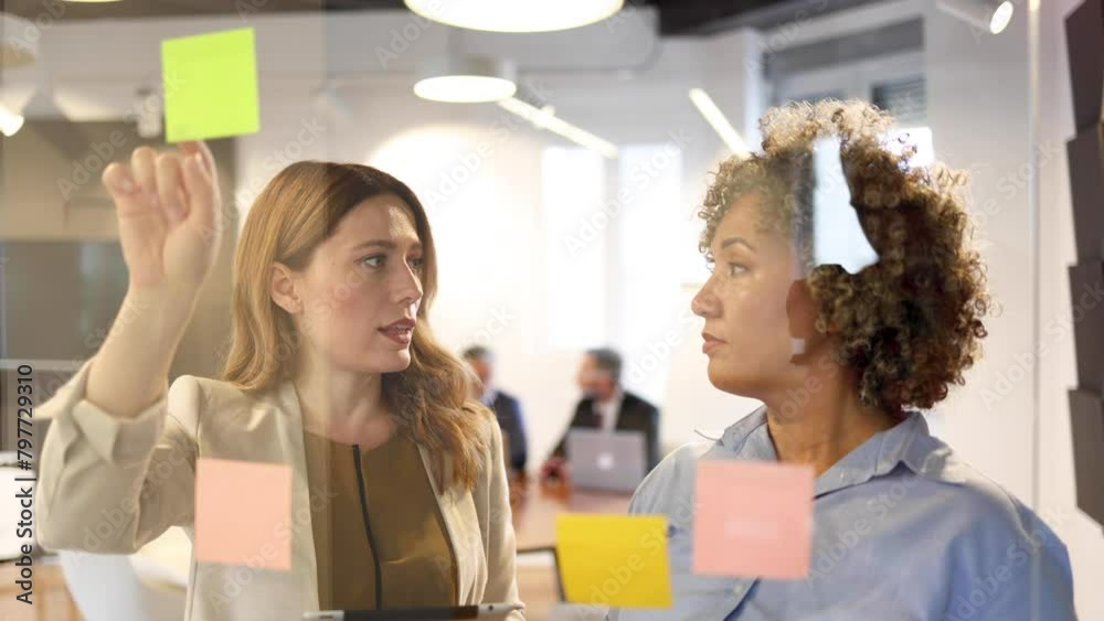 Two female colleagues discussing the best business solution Two female colleagues discussing the best business solution