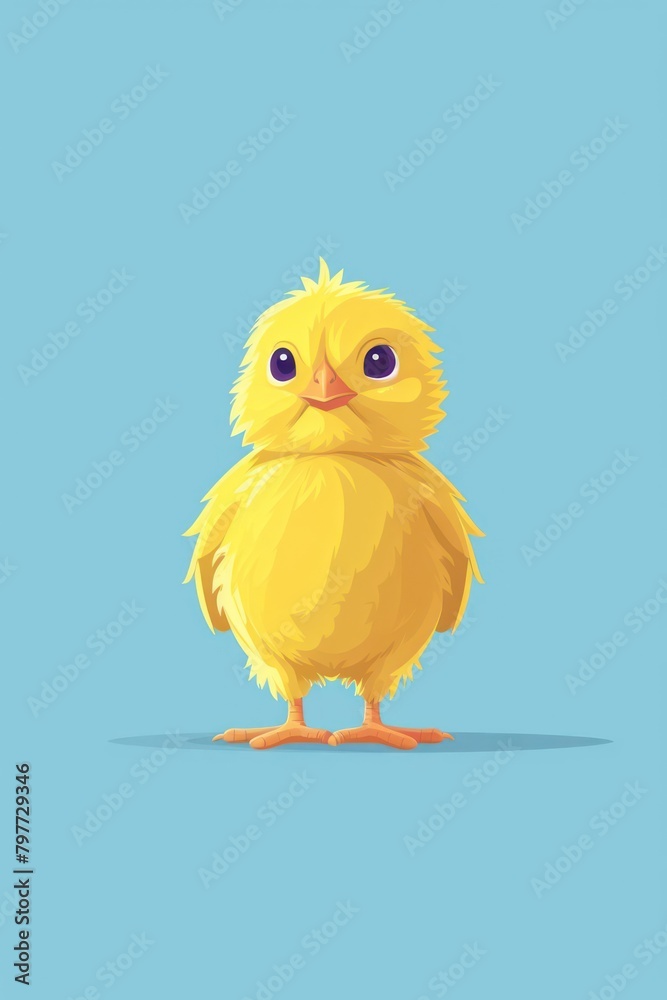 flat illustration of yellow chick with calming colors flat illustration of yellow chick with calming colors