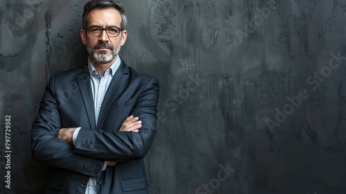 Confident businessman standing with folded arms