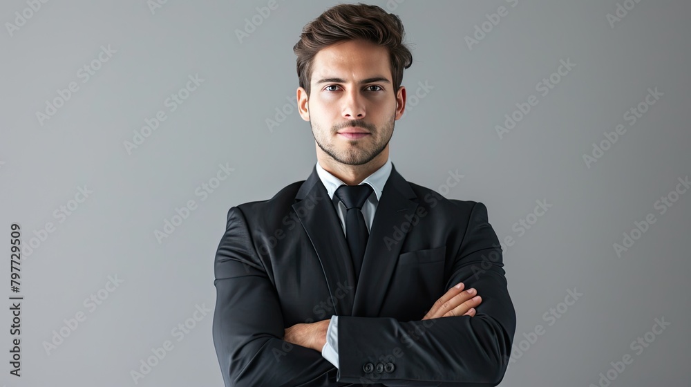Confident businessman standing with folded arms Confident businessman standing with folded arms