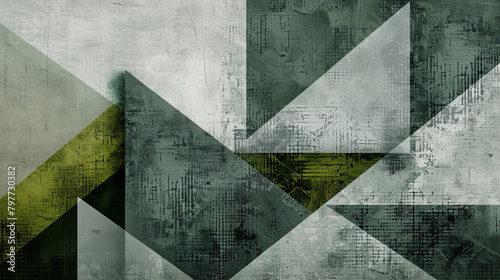 Geometric Shapes in Moss Green and Grey