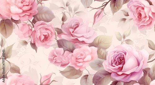 Roses and leaves in soft pink tones