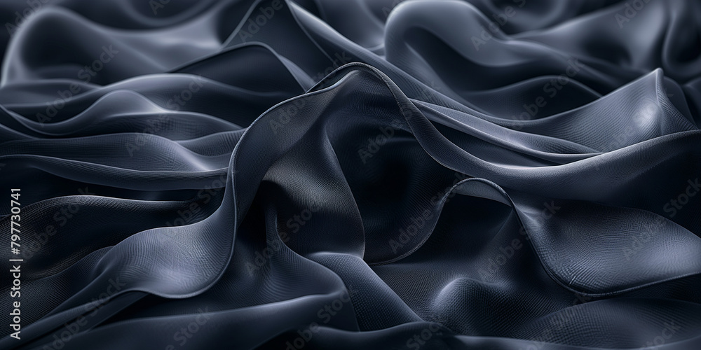 Glänzender wellig geschwungener Kunststoff in schwarz als Hintergrundmotiv und Druckvorlage Glänzender wellig geschwungener Kunststoff in schwarz als Hintergrundmotiv und Druckvorlage