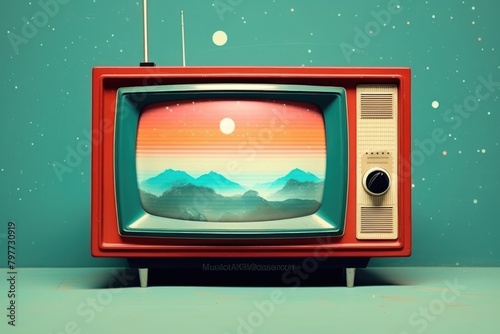 Collage Retro television electronics technology astronomy.