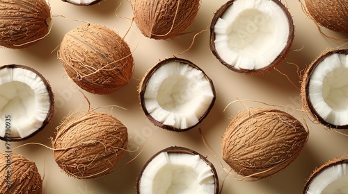 coconut pattern on brown background