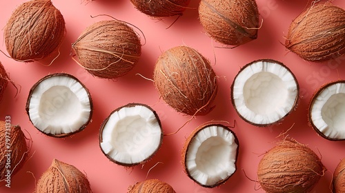 coconut pattern on pink background