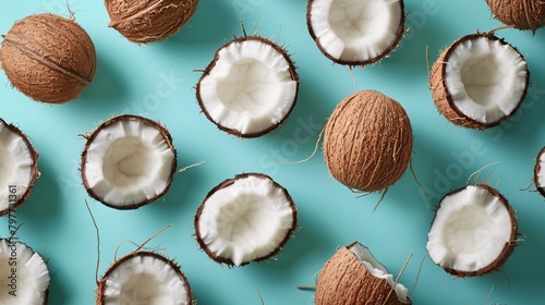 coconut pattern on blue background