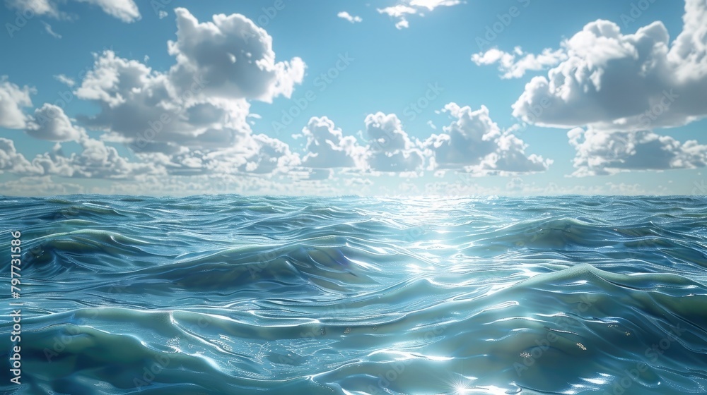 Tranquil D Rendering of a Rolling Ocean Wave