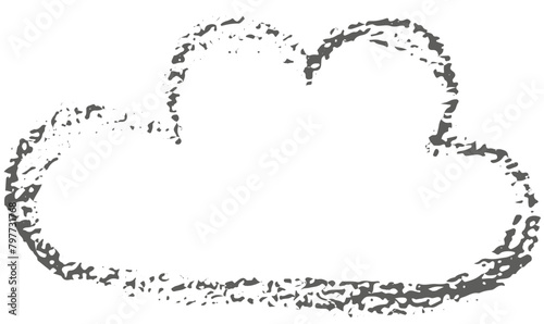 Chalk grunge cloud. Hand drawn kid crayon illustration for design template art children education material, weather forecast, business presentation. 