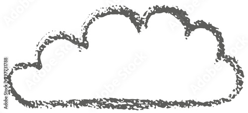 Chalk grunge cloud. Hand drawn kid crayon illustration for design template art children education material, weather forecast, business presentation. 