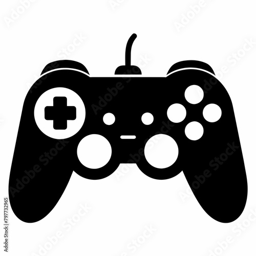  Gaming controller Silhouette vector illustration isolated white background . 