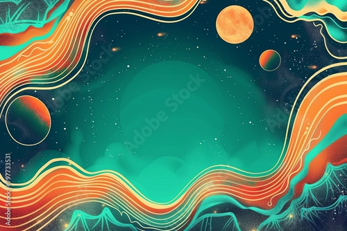 80s Psychedelic Dance Party Poster: Vibrant Teal and Orange Gradients