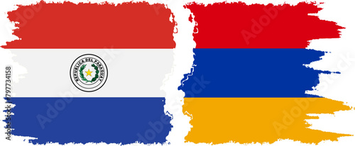 Armenia and Paraguay grunge flags connection vector