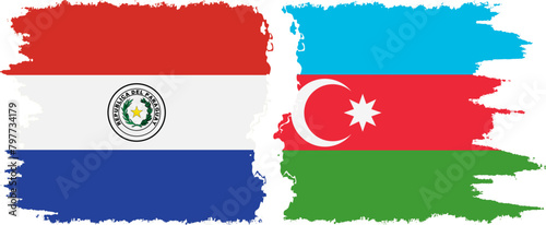 Azerbaijan and Paraguay grunge flags connection vector