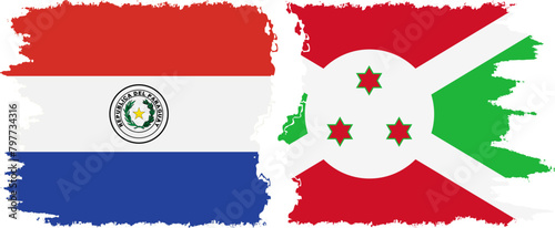 Burundi and Paraguay grunge flags connection vector