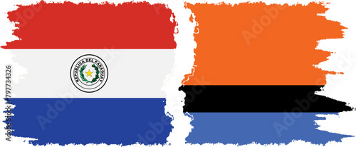 Chagos and Paraguay grunge flags connection vector