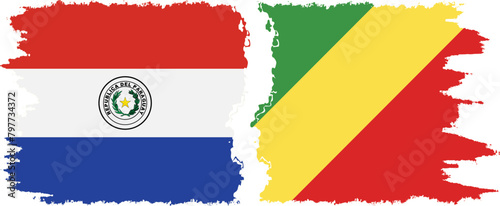 Free Download Congo-Brazzaville and Paraguay grunge flags connection vector - GFXLoad
