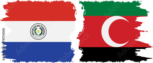 Darfur and Paraguay grunge flags connection vector
