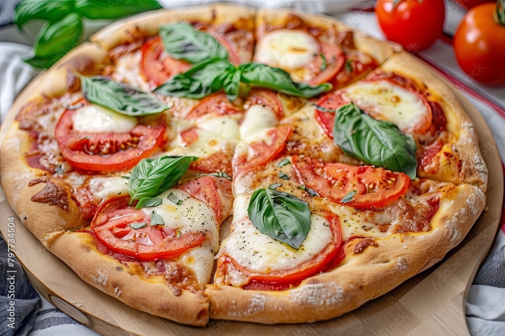 Baked Freshly Pizza: Cheesy Delight with Fresh Ingredients - Fast, Savory, Rustic Tomatoes & Basil
