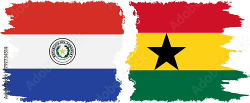 Ghana and Paraguay grunge flags connection vector