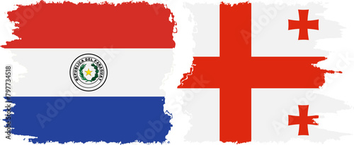 Georgia and Paraguay grunge flags connection vector