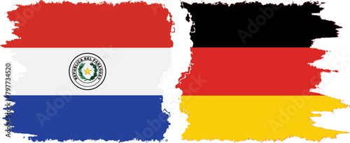 Germany and Paraguay grunge flags connection vector