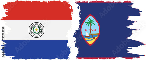 Guam and Paraguay grunge flags connection vector