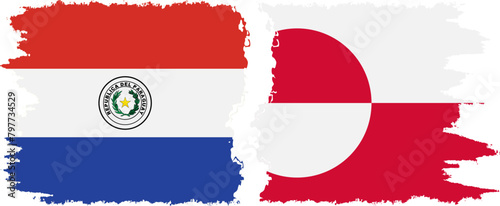 Greenland and Paraguay grunge flags connection vector