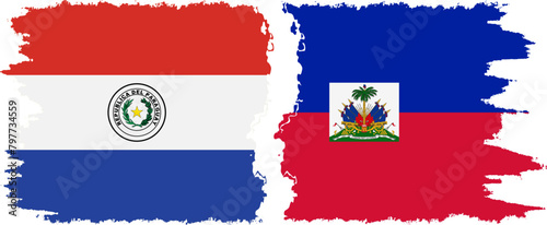 Free Download Haiti and Paraguay grunge flags connection vector - GFXLoad