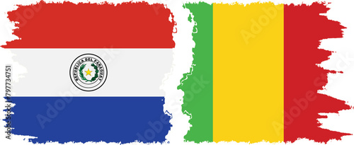Mali and Paraguay grunge flags connection vector